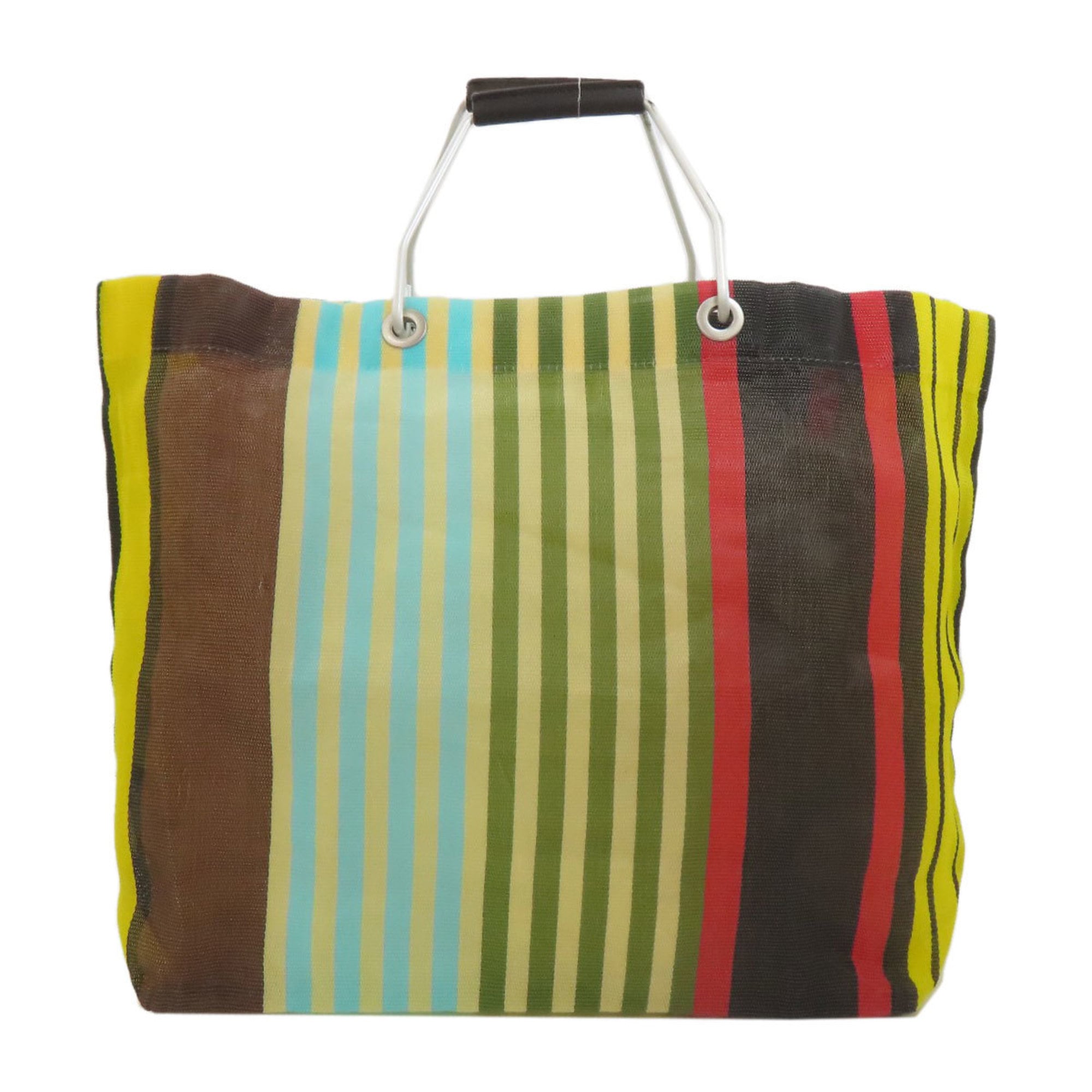 Marni Light Blue Red Color Yellow Nylon Handbag (Pre-Owned)