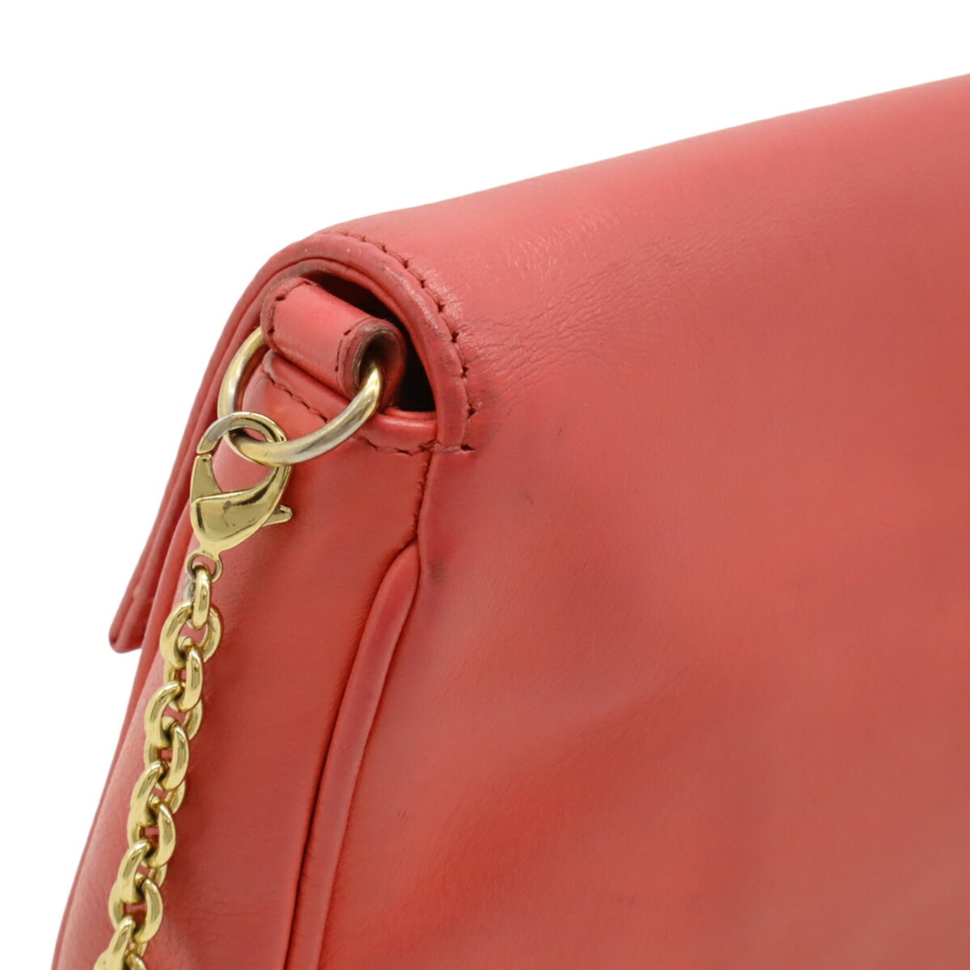 Fendi Pink Leather Clutch Bag Shoulder Bag (Pre-Owned)