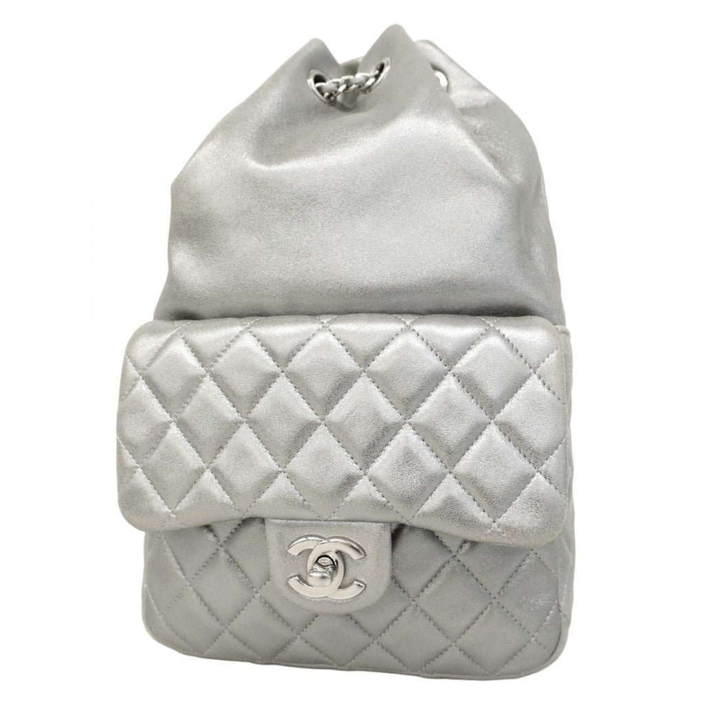 Chanel Silver Leather Backpack (Pre-Owned)