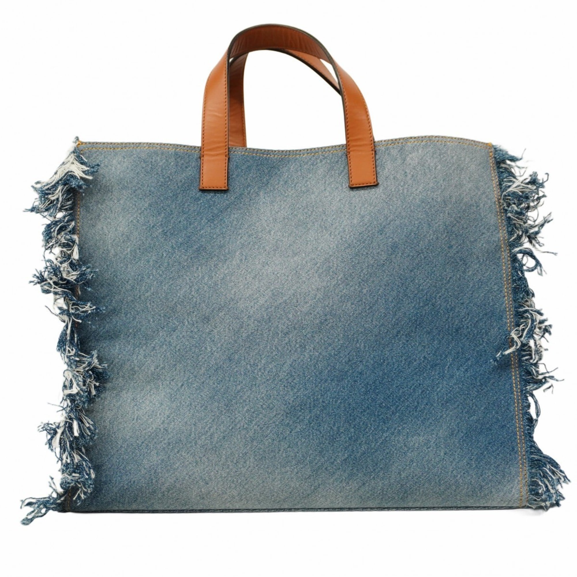 Fendi Blue Light Brown Denim Tote Bag (Pre-Owned)