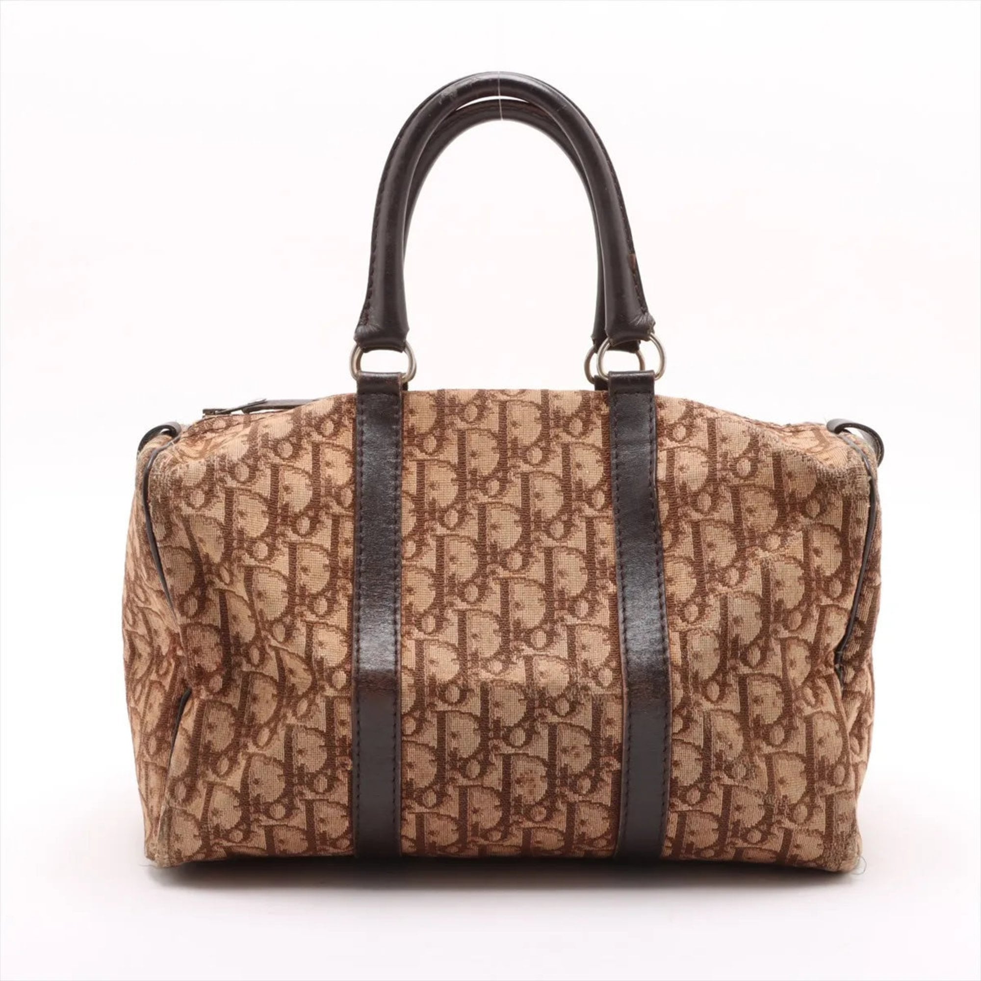 Christian Dior Brown Leather Canvas Handbag (Pre-Owned)