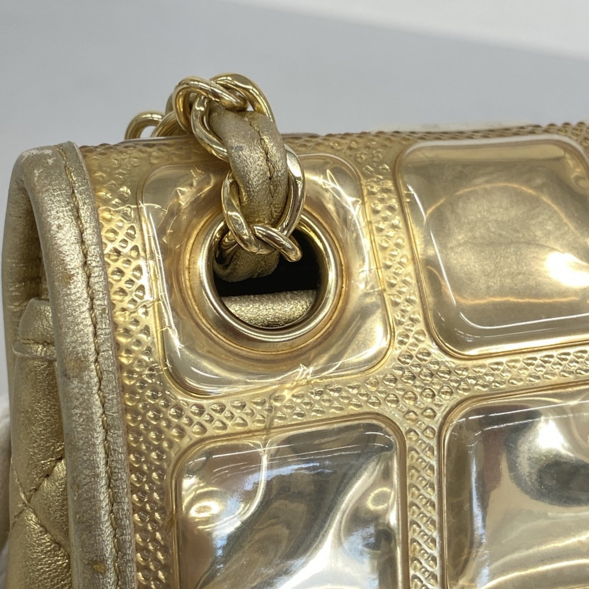 Chanel Champagne Champagne Gold Leather Vinyl Shoulder Bag (Pre-Owned)