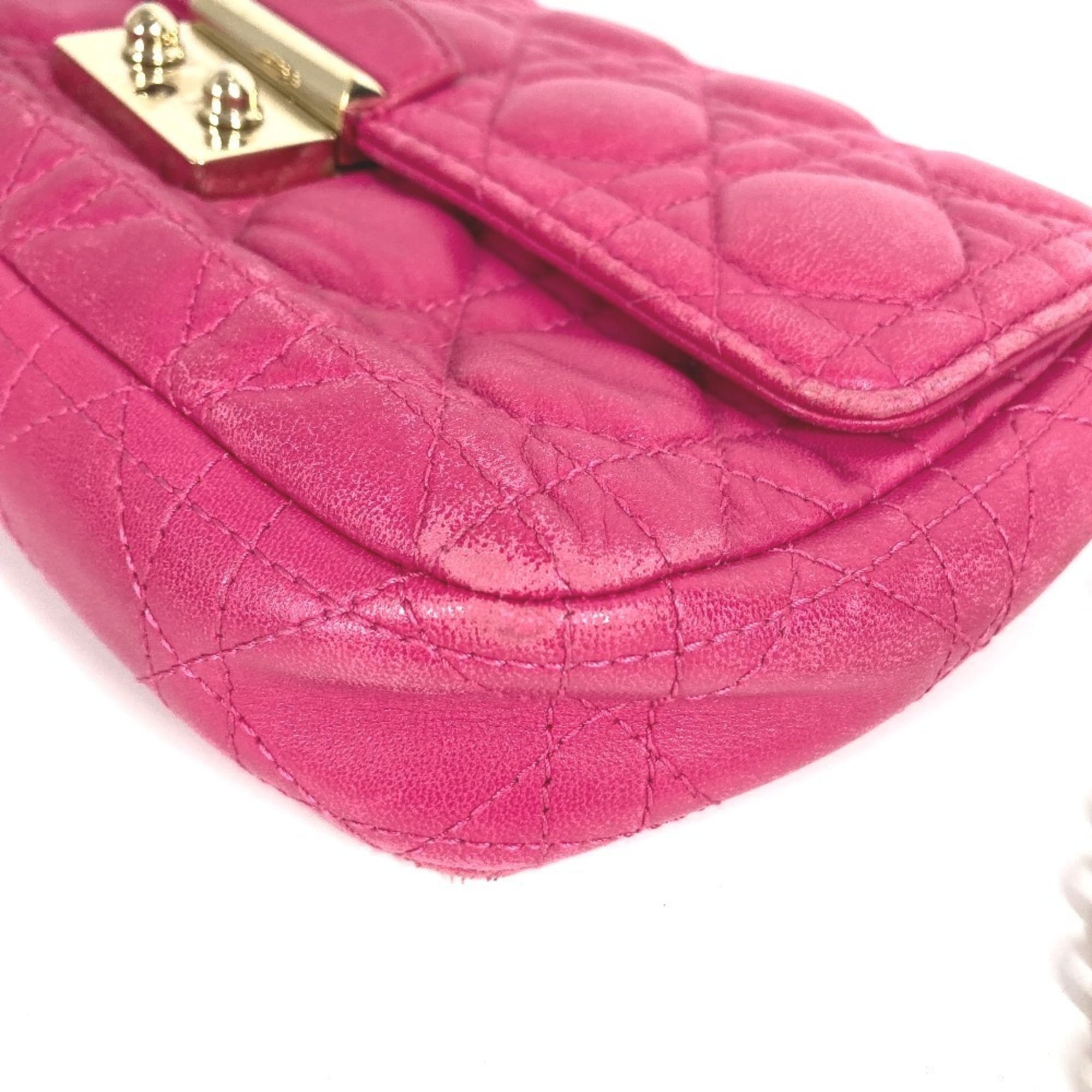 Christian Dior Pink Leather Clutch Bag Shoulder Bag (Pre-Owned)