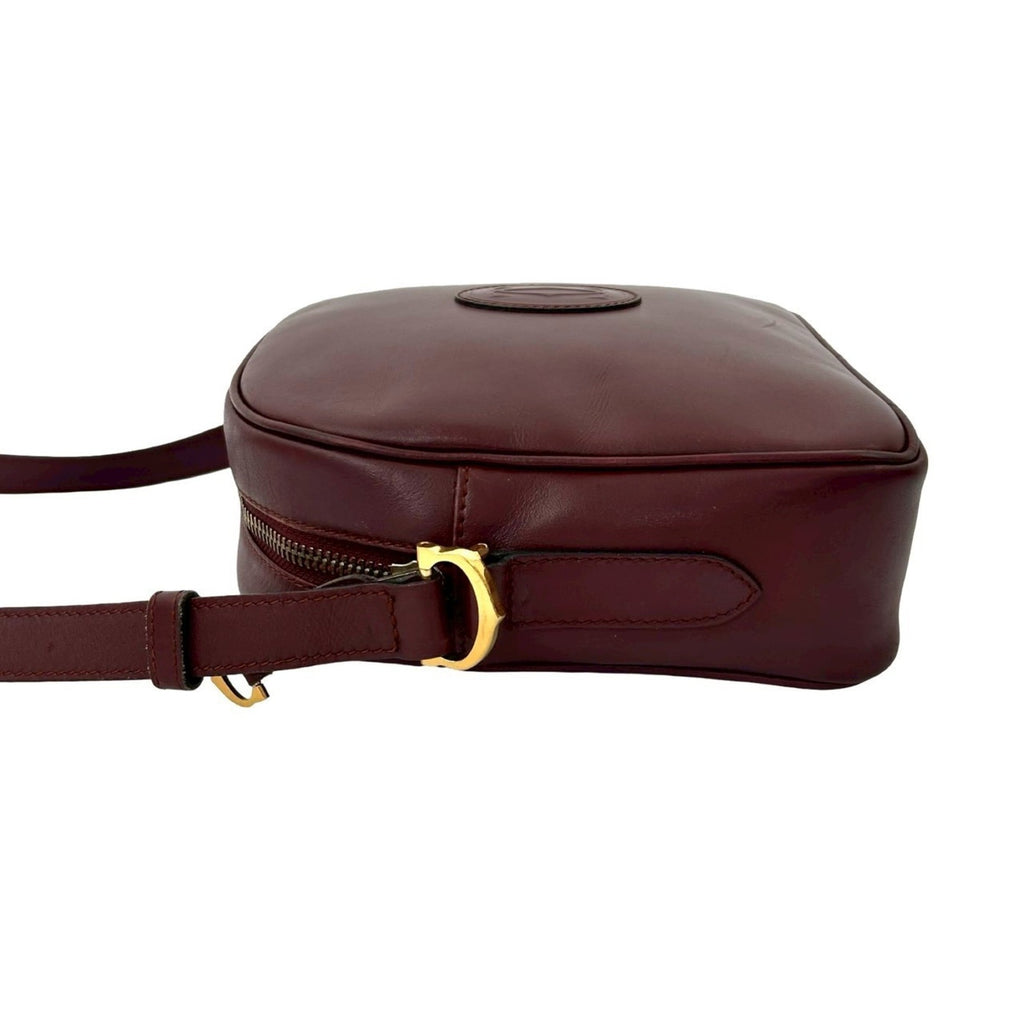 Cartier Wine Red Leather Pochette Shoulder Bag (Pre-Owned)
