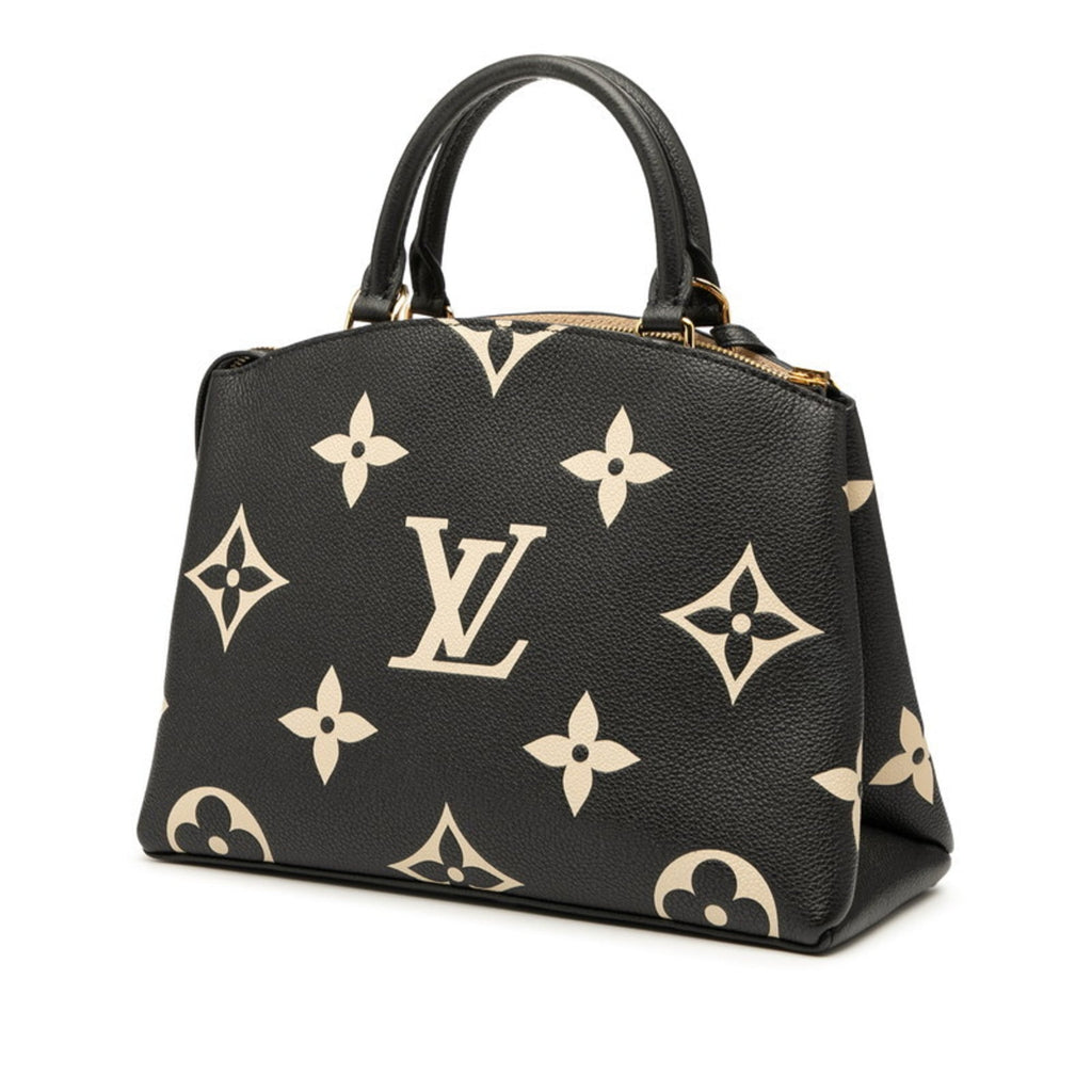 Louis Vuitton Beige Black Leather Handbag (Pre-Owned)