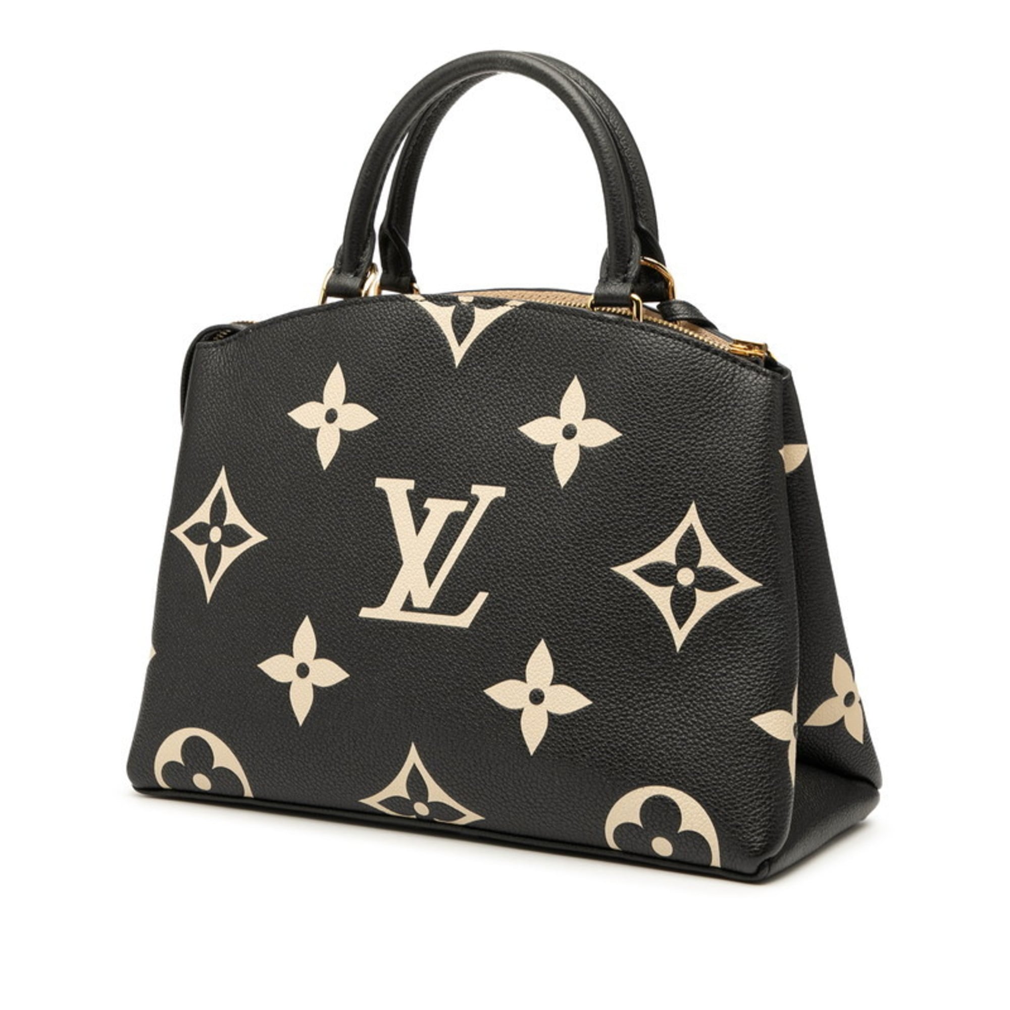 Louis Vuitton Beige Black Leather Handbag (Pre-Owned)