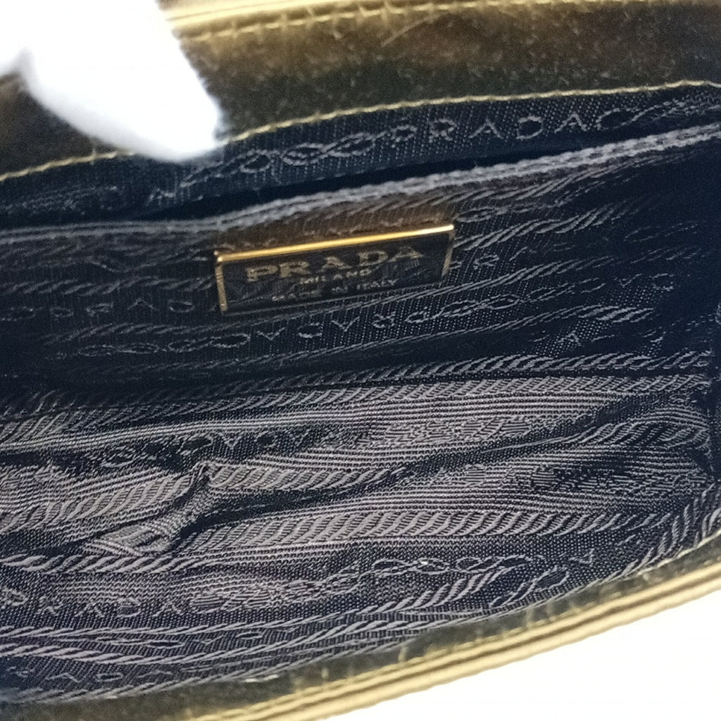 Prada Green Olive Satin Shoulder Bag (Pre-Owned)