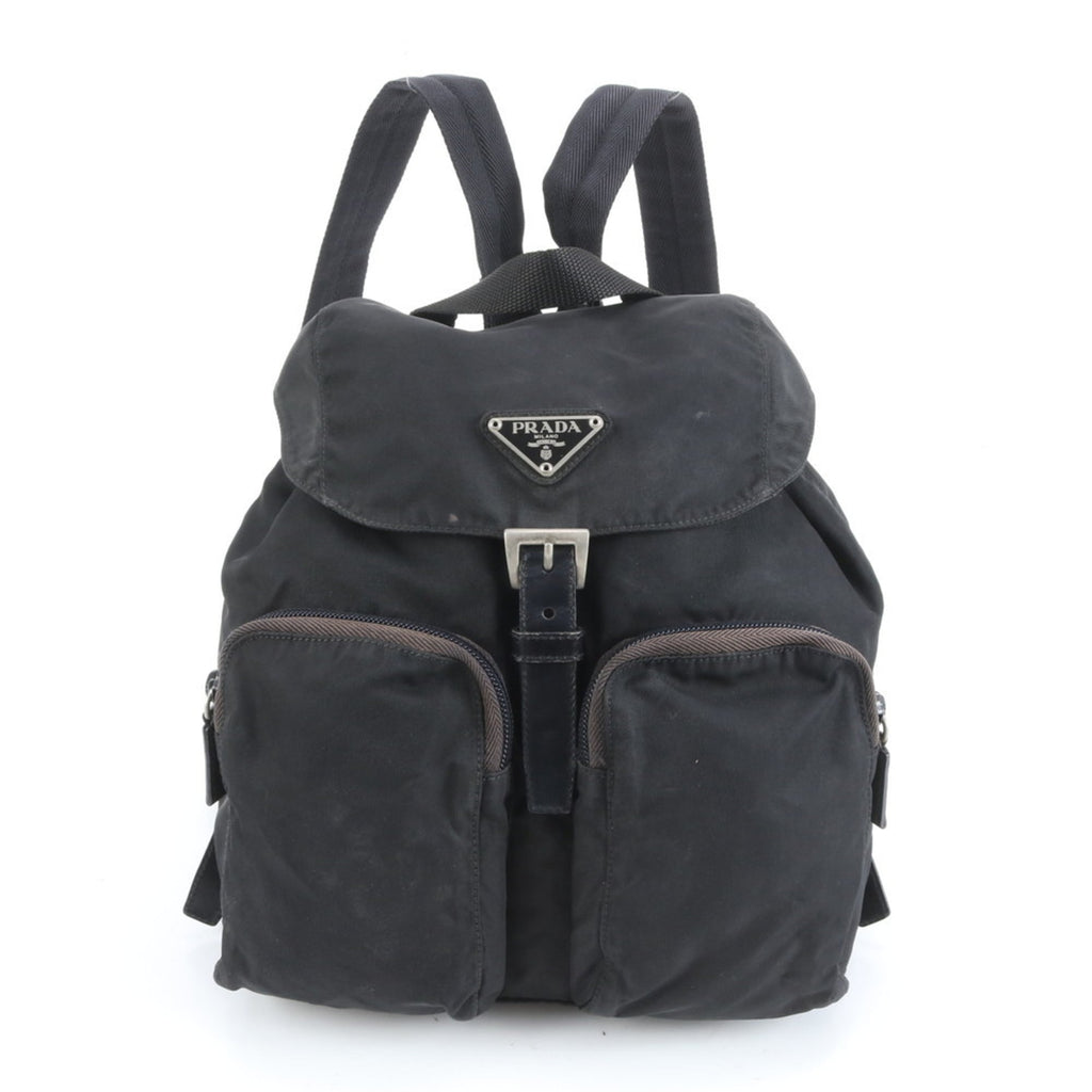 Prada Black Leather Nylon Backpack (Pre-Owned)