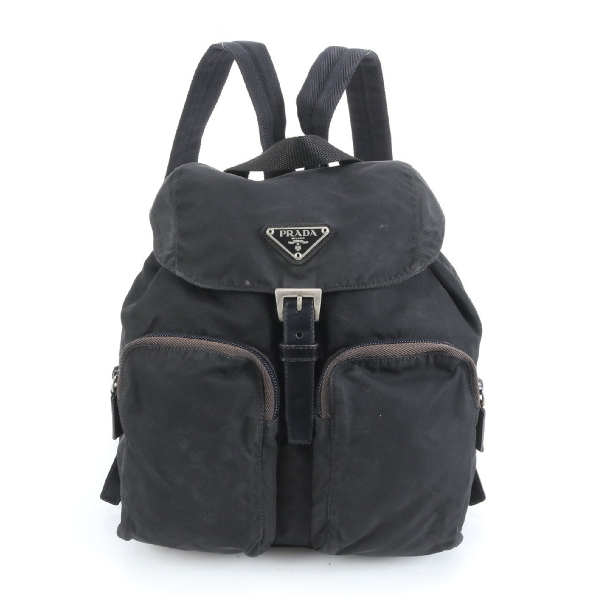 Prada Black Leather Nylon Backpack (Pre-Owned)