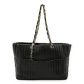 Chanel Mademoiselle Black Leather Shoulder Bag Tote Bag (Pre-Owned)