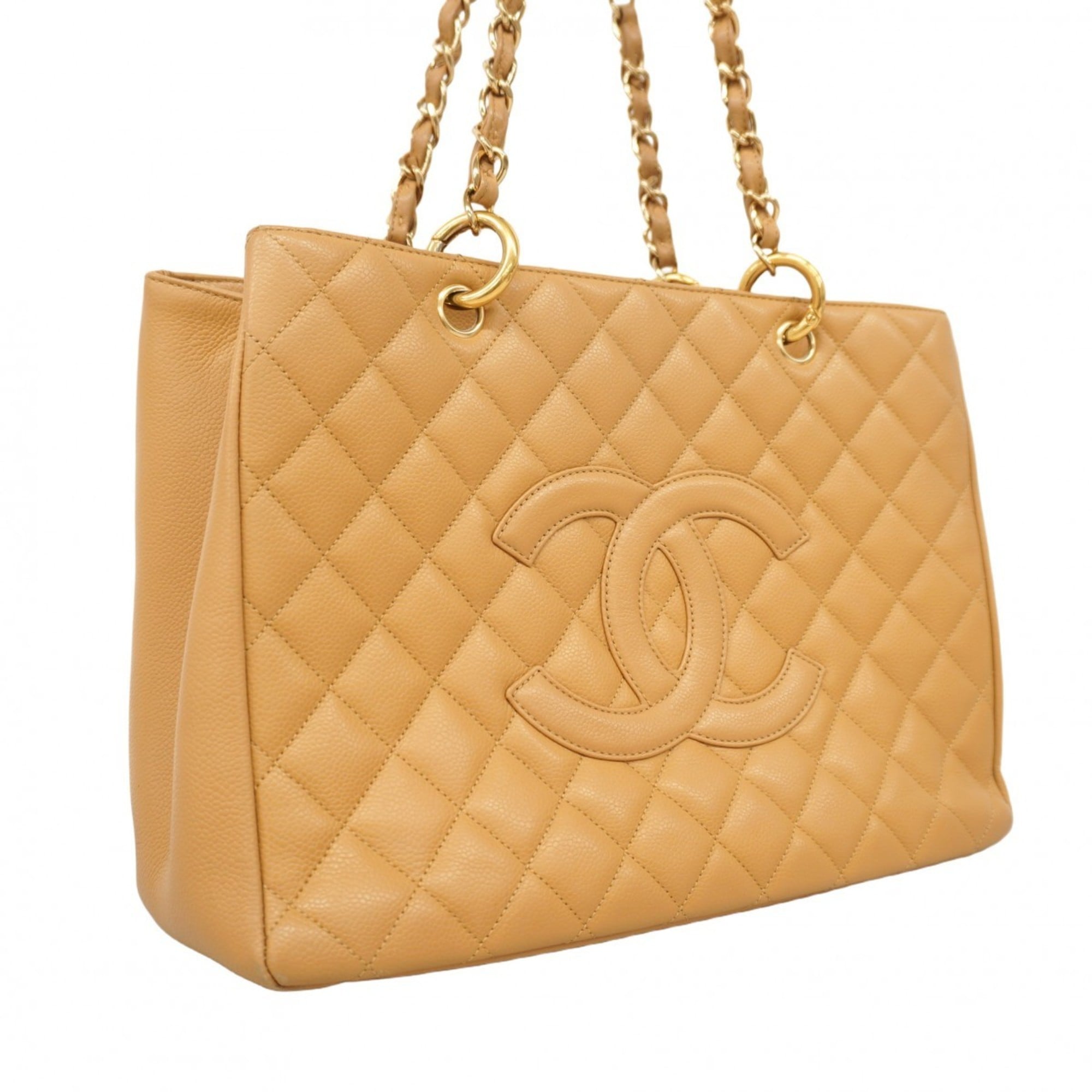 Chanel Beige Grained Calfskin Shoulder Bag (Pre-Owned)