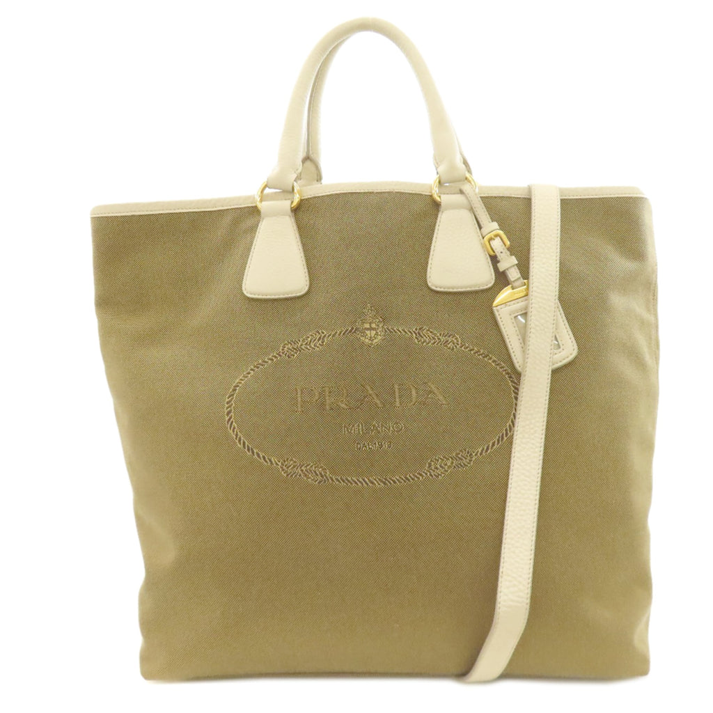 Prada Brown Canvas Tote Bag (Pre-Owned)