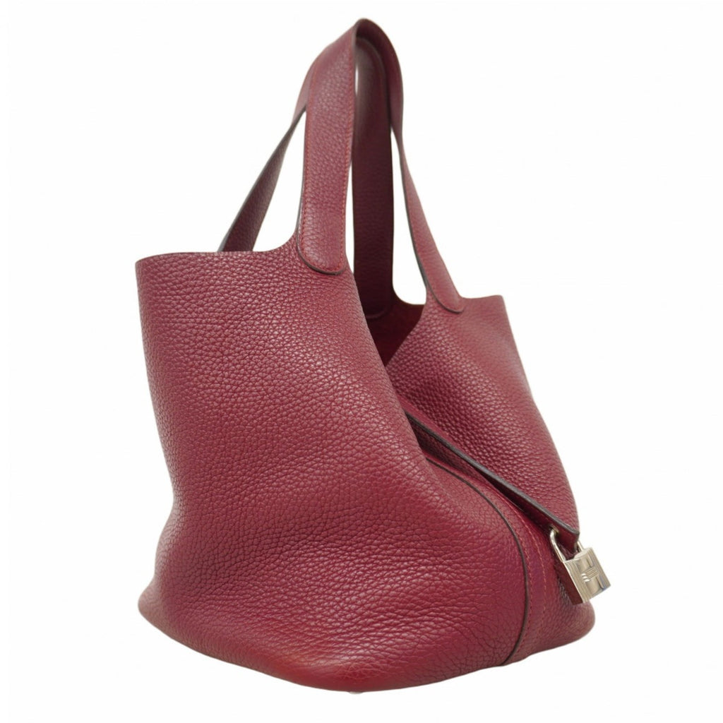 Hermes Rouge H Taurillon Clemence Leather Handbag (Pre-Owned)