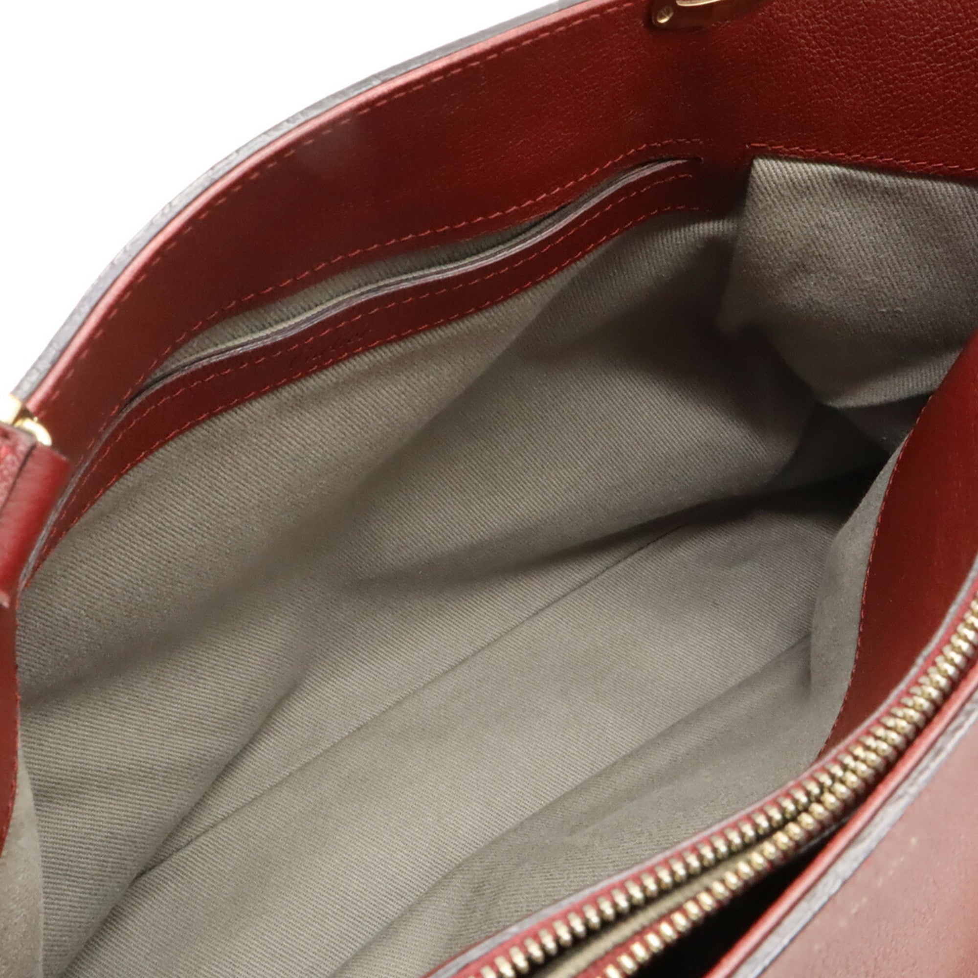 Cartier Bordeaux Leather Handbag Shoulder Bag Tote Bag (Pre-Owned)