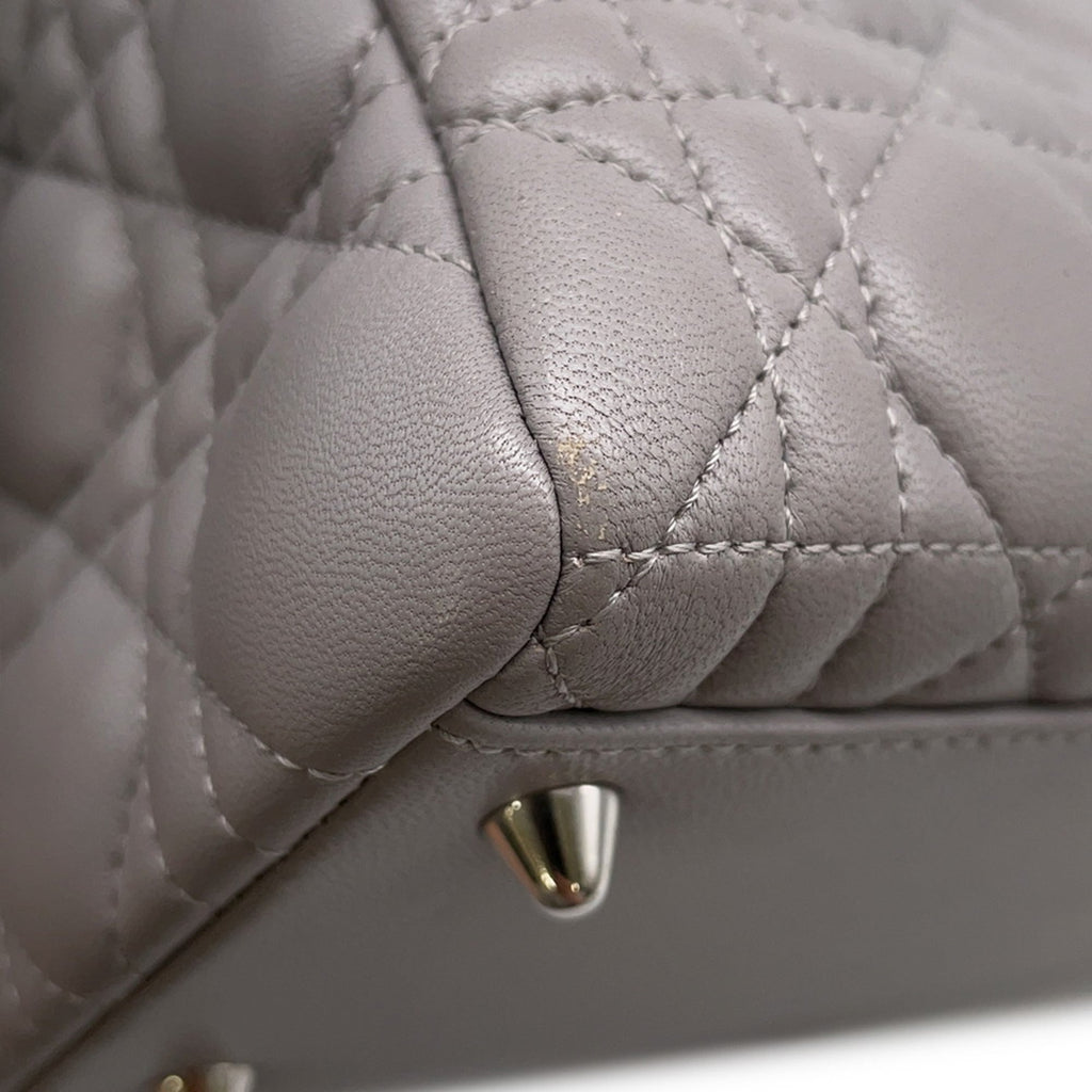 Christian Dior Lady Dior Gray Leather Handbag (Pre-Owned)
