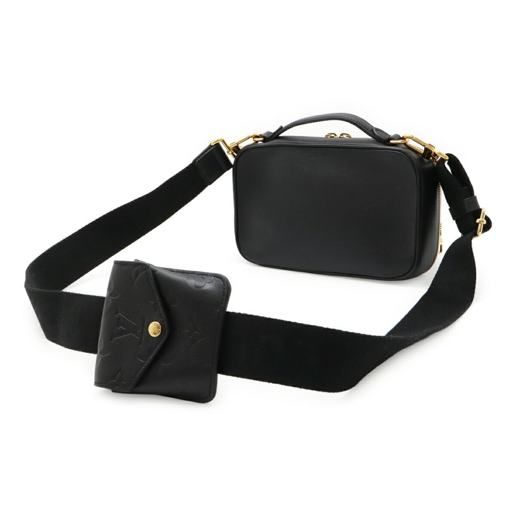Louis Vuitton Black Leather Clutch Bag Shoulder Bag (Pre-Owned)