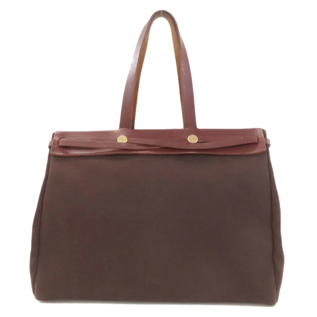 Hermes Brown Toile Officier Tote Bag (Pre-Owned)
