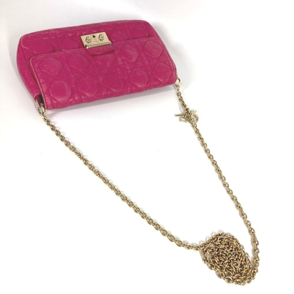 Christian Dior Pink Leather Clutch Bag Shoulder Bag (Pre-Owned)