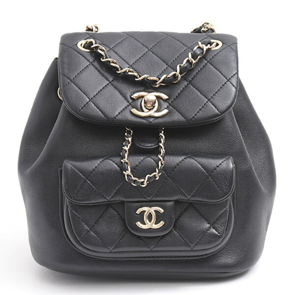 Chanel Matelasse Black Leather Backpack (Pre-Owned)