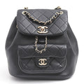 Chanel Matelasse Black Leather Backpack (Pre-Owned)