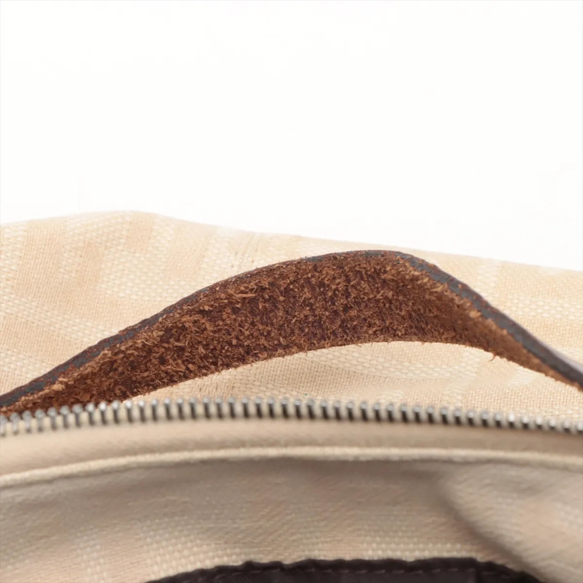 Fendi Beige Leather Canvas Shoulder Bag (Pre-Owned)