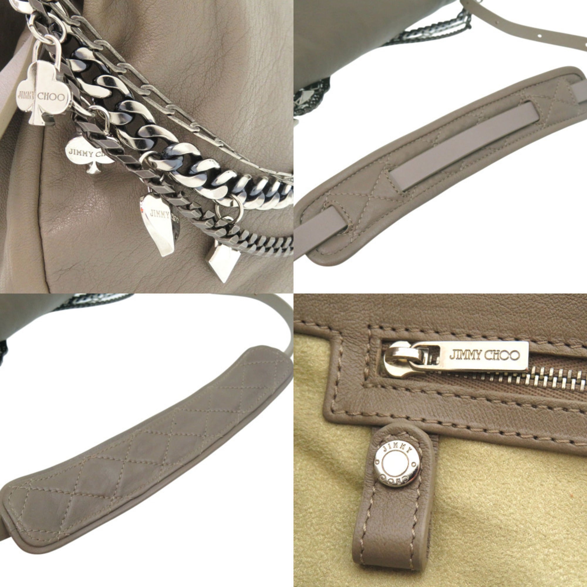 Jimmy Choo Gray Leather Shoulder Bag (Pre-Owned)