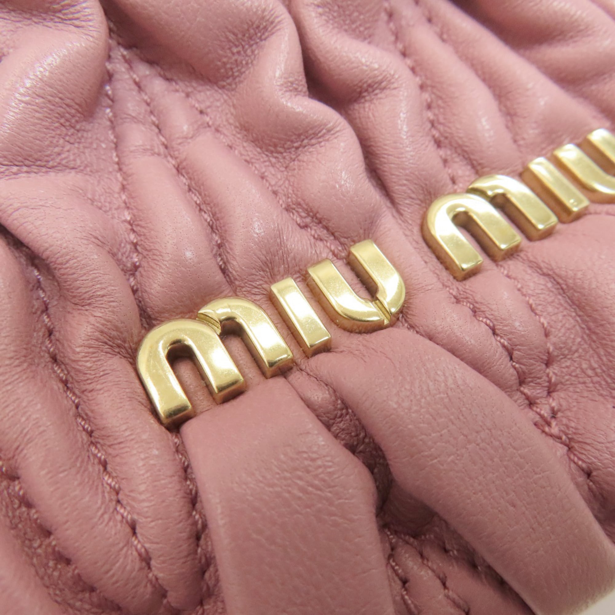 Miu Miu Pink Leather Baguette Bag Shoulder Bag (Pre-Owned)