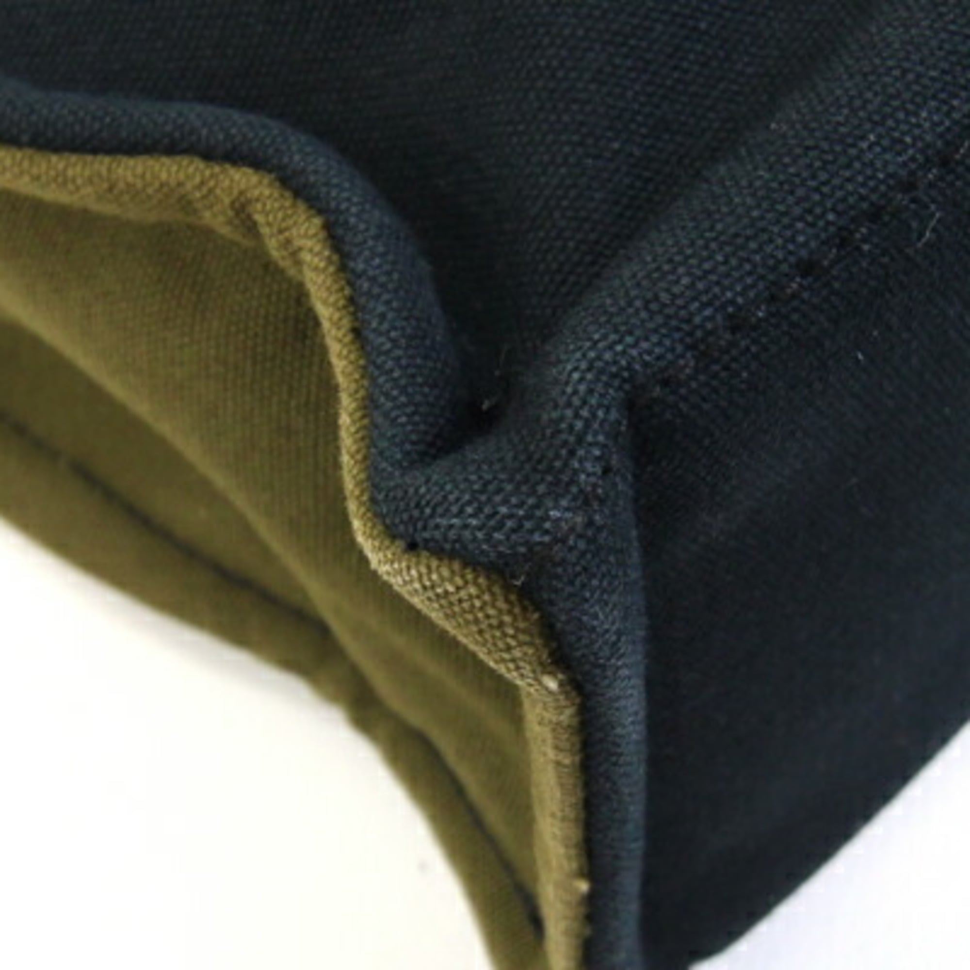 Hermes Green Navy Olive Cotton Canvas Handbag Tote Bag (Pre-Owned)