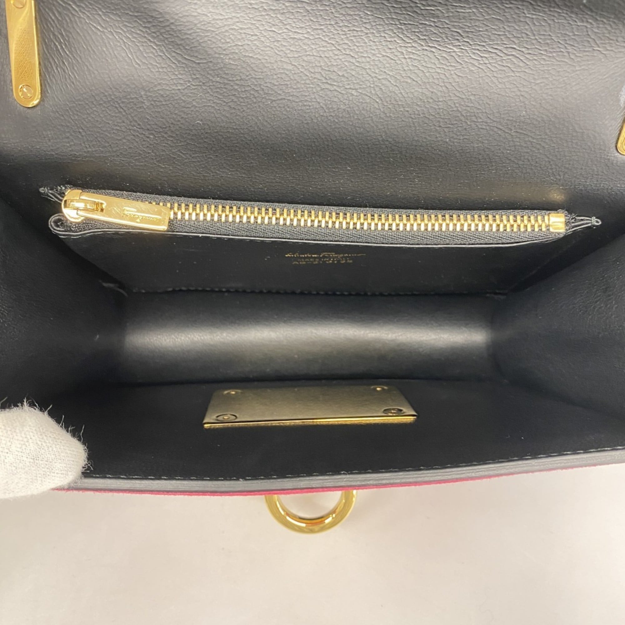 Salvatore Ferragamo Black Blue Pink Suede Handbag (Pre-Owned)