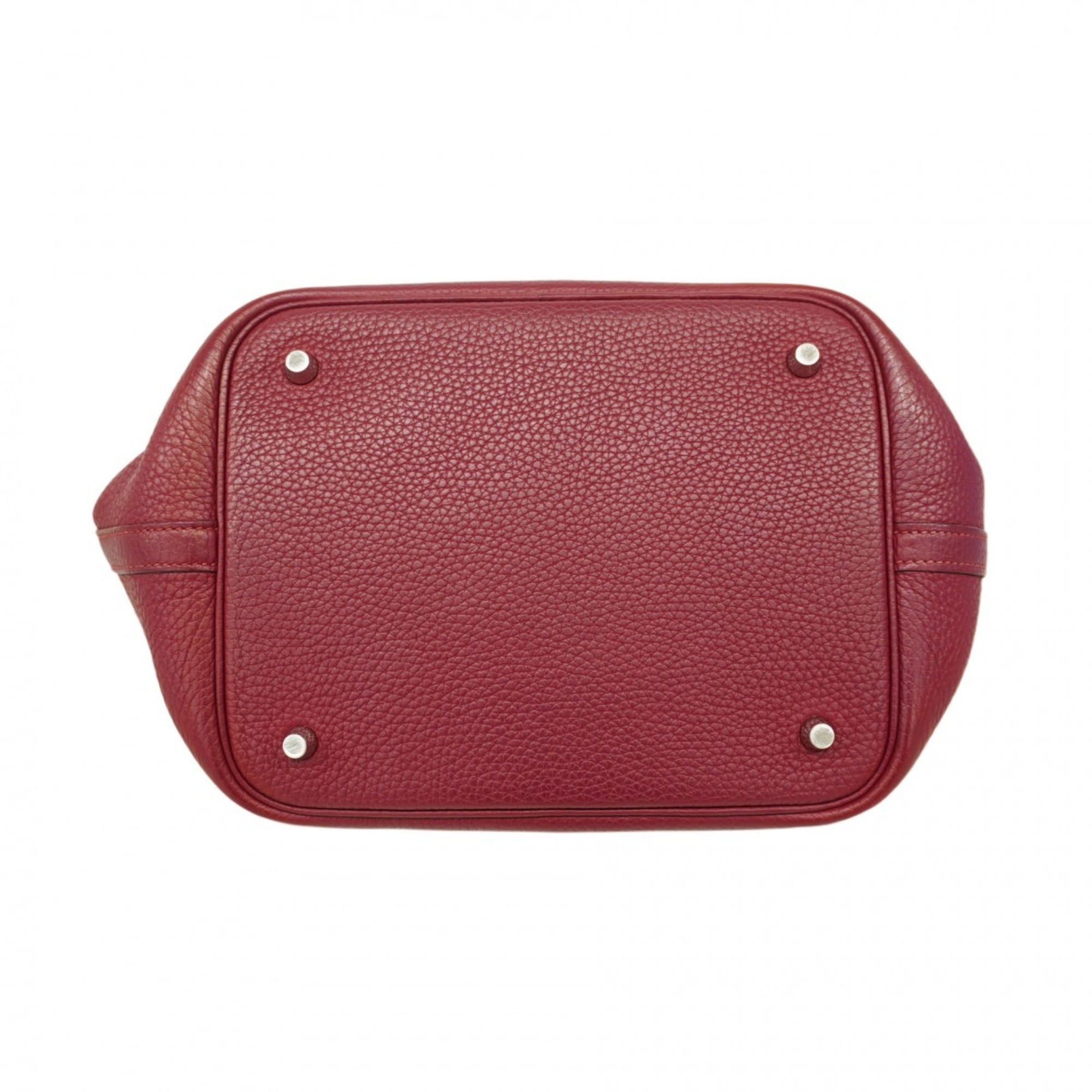 Hermes Rouge H Taurillon Clemence Leather Handbag (Pre-Owned)