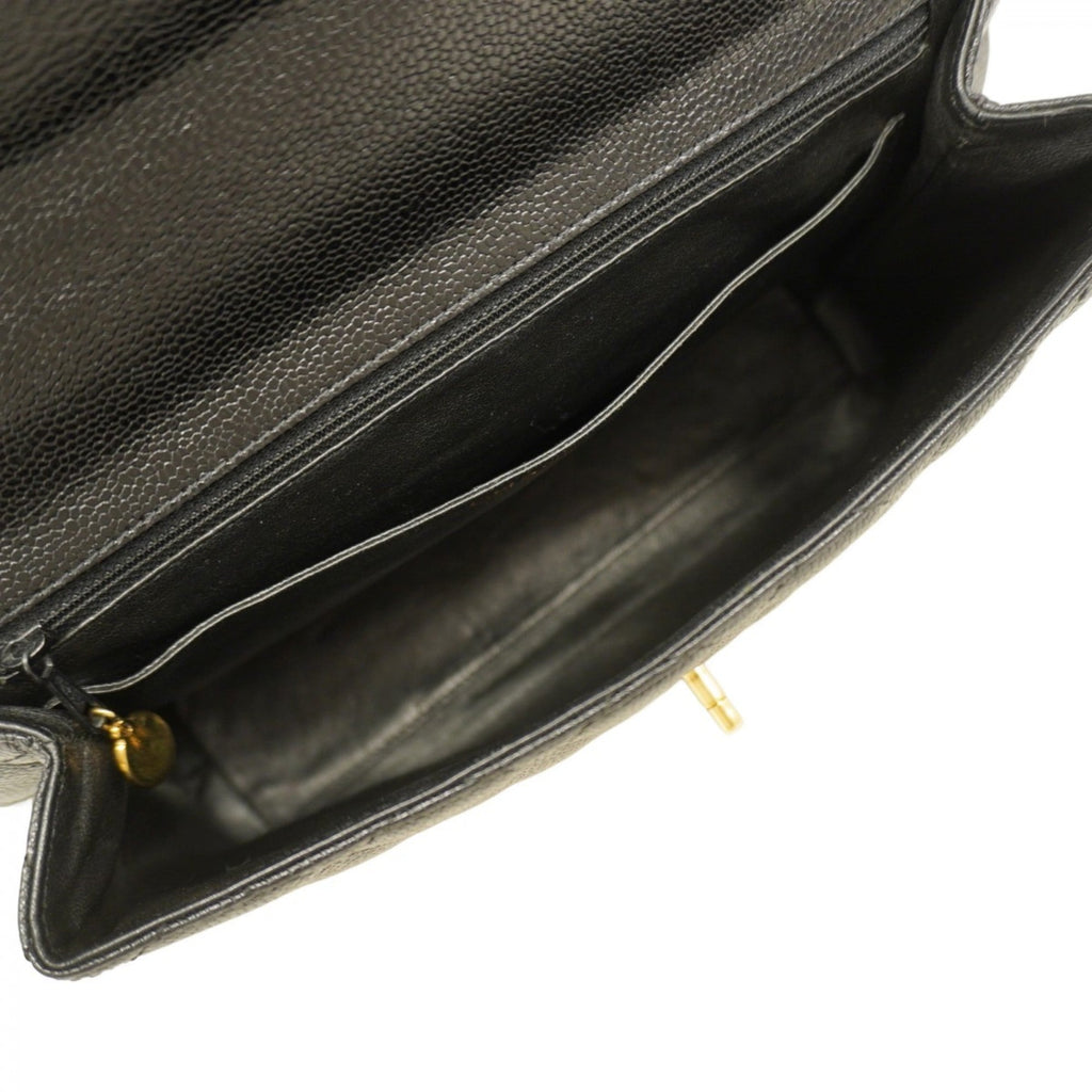 Chanel Black Grained Calfskin Handbag (Pre-Owned)