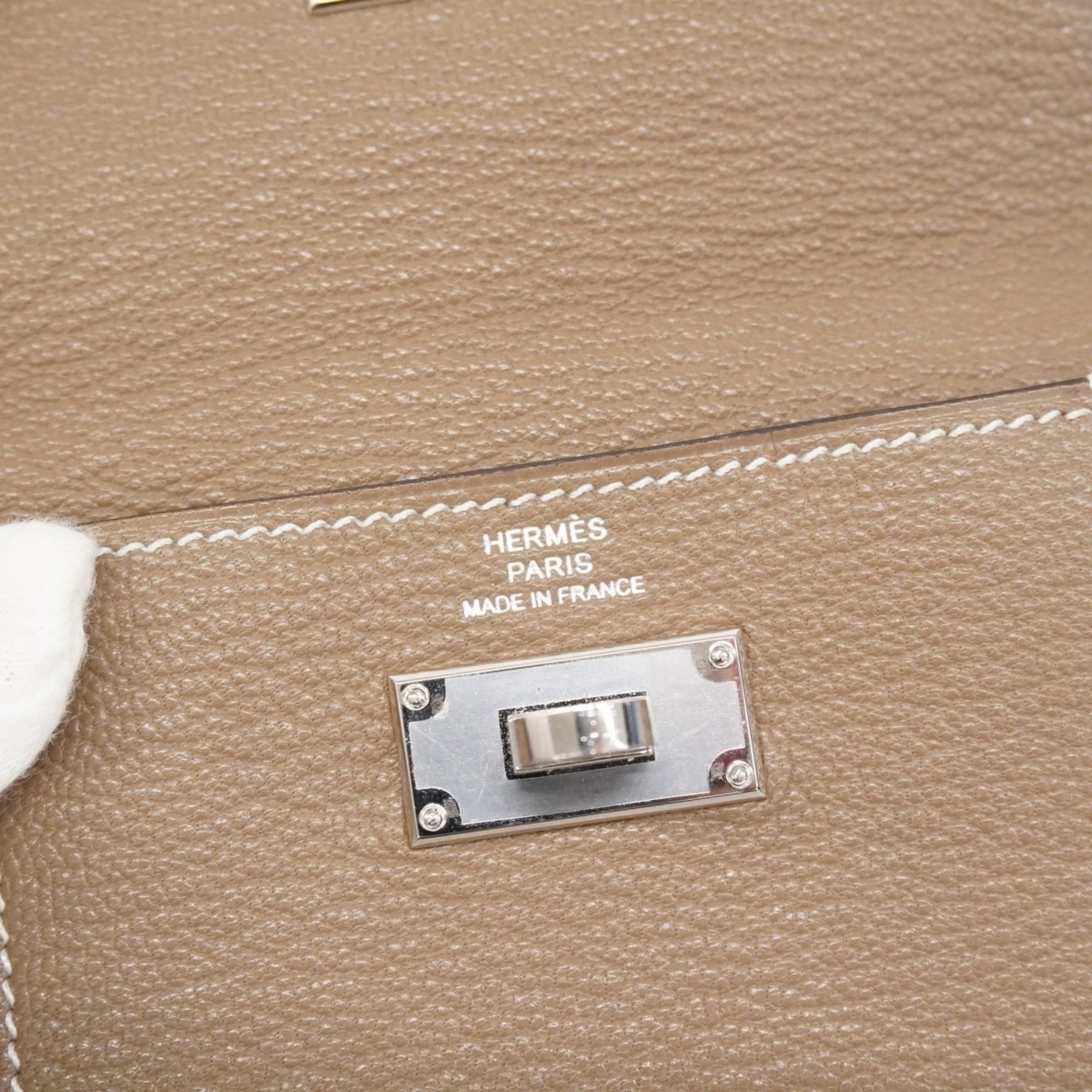 Hermes Etoupe Gray Chevre Myzore Leather Coin Purse/Coin Case (Pre-Owned)