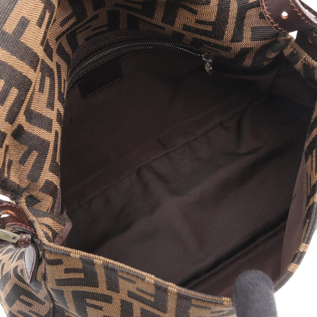 Fendi Black Brown Canvas Leather Shoulder Bag (Pre-Owned)