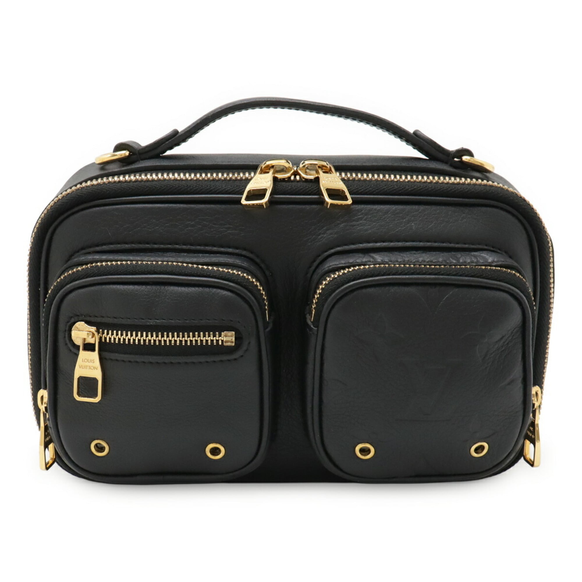 Louis Vuitton Black Leather Clutch Bag Shoulder Bag (Pre-Owned)