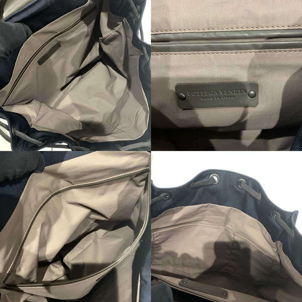 Bottega Veneta Intrecciato Brown Navy Nylon Leather Backpack (Pre-Owned)