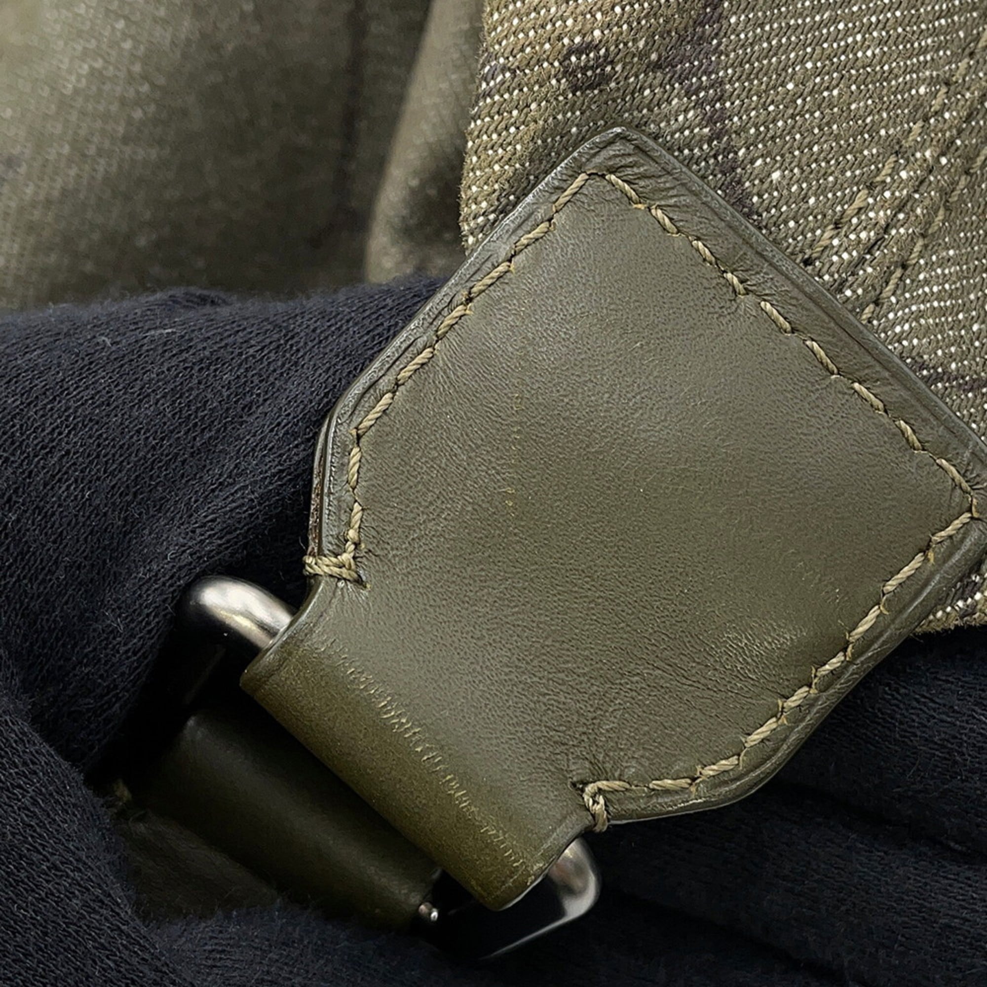 Louis Vuitton Monogram Impression Khaki Denim Shoulder Bag (Pre-Owned)