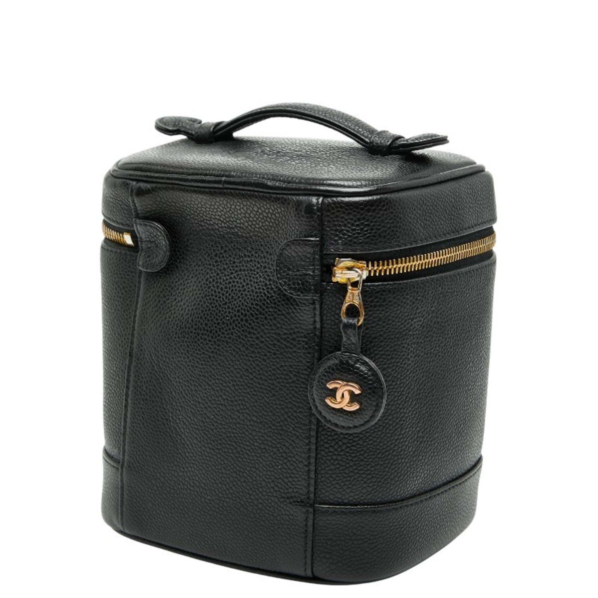 Chanel Black Grained Calfskin Handbag Vanity Bag (Pre-Owned)