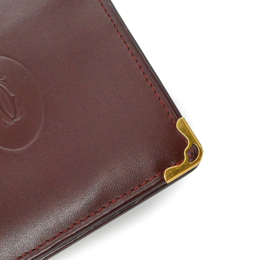 Cartier Bordeaux Red Color Leather Wallet (Bi-Fold) (Pre-Owned)