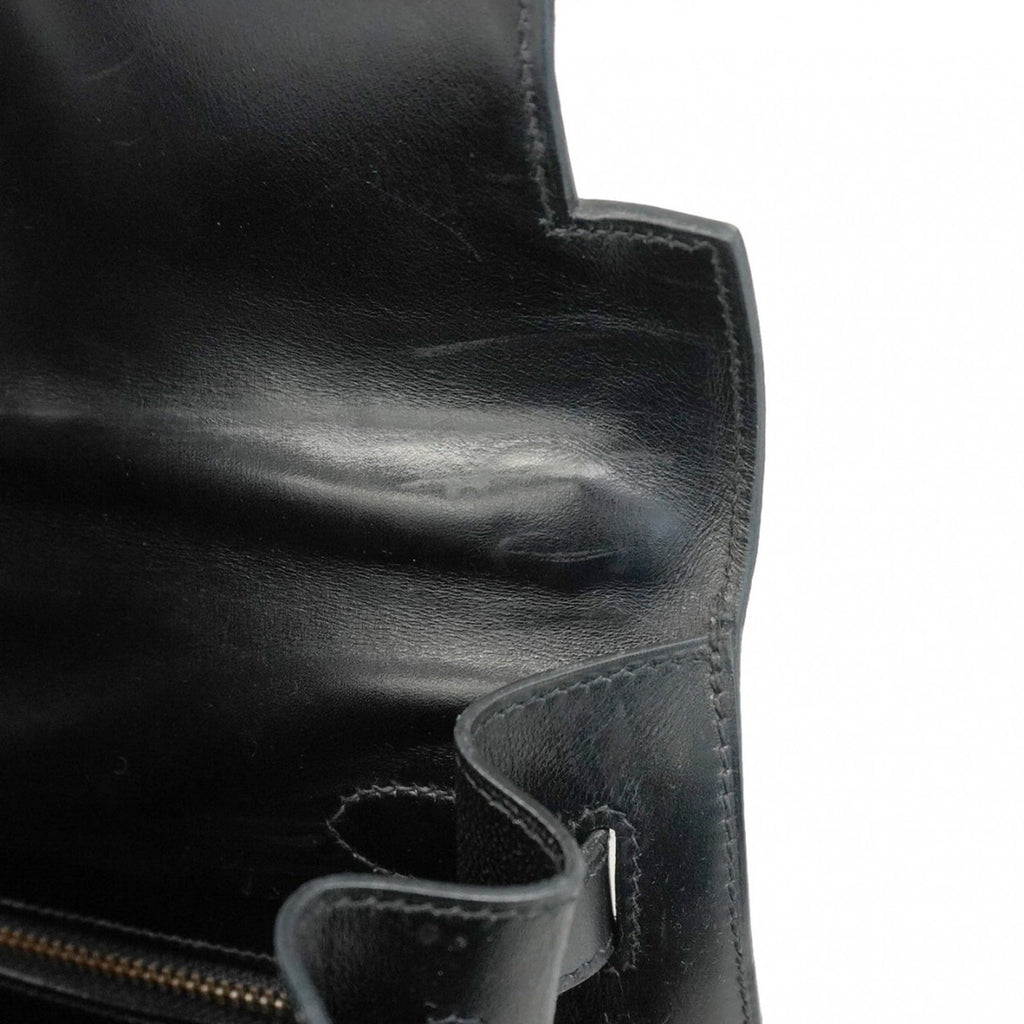Hermes Black Box Calf Leather Handbag (Pre-Owned)