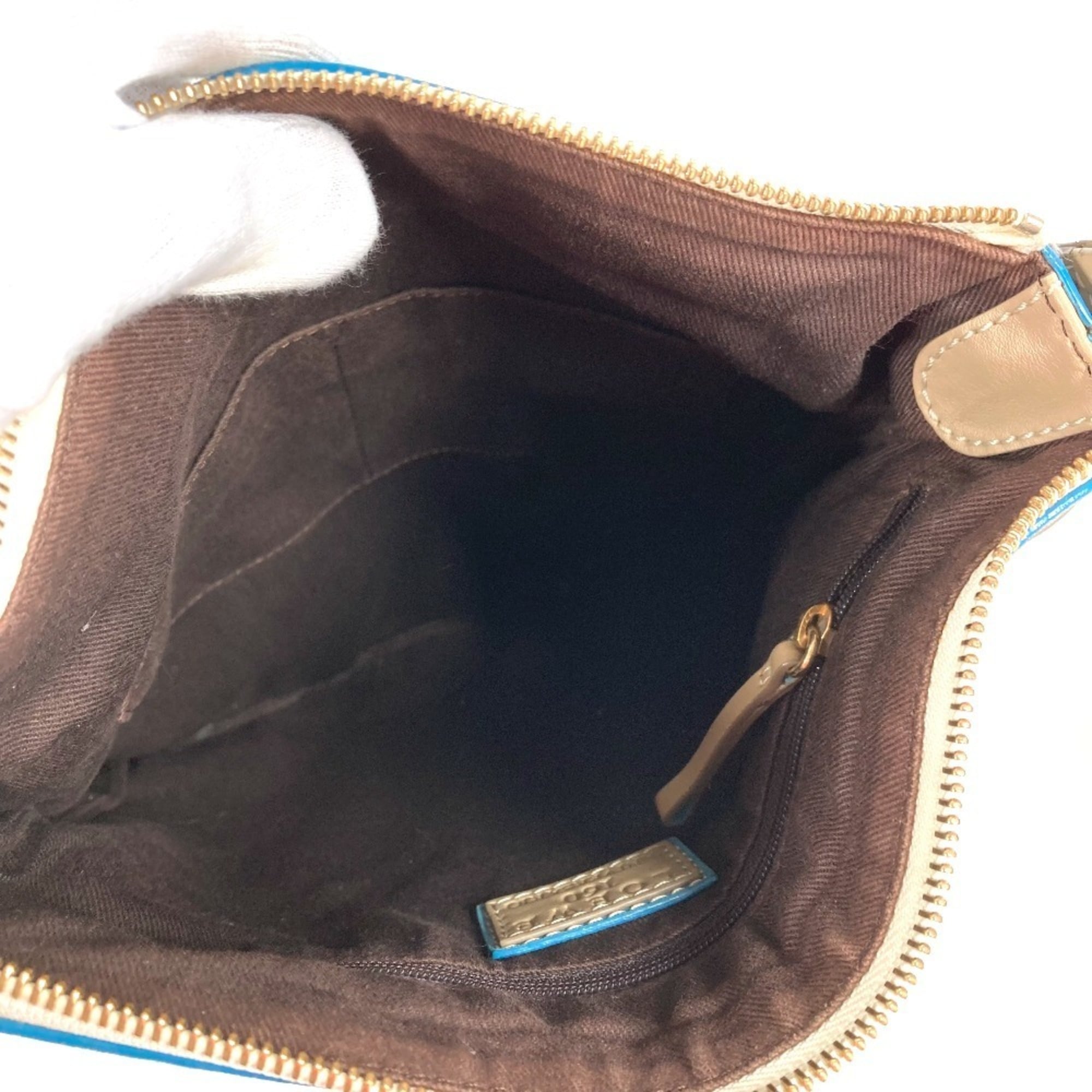 Loewe Beige Blue Canvas Leather Shoulder Bag (Pre-Owned)