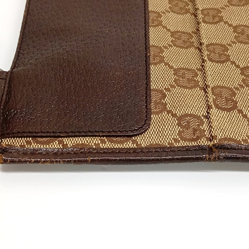 Gucci Brown Leather Canvas Shoulder Bag (Pre-Owned)