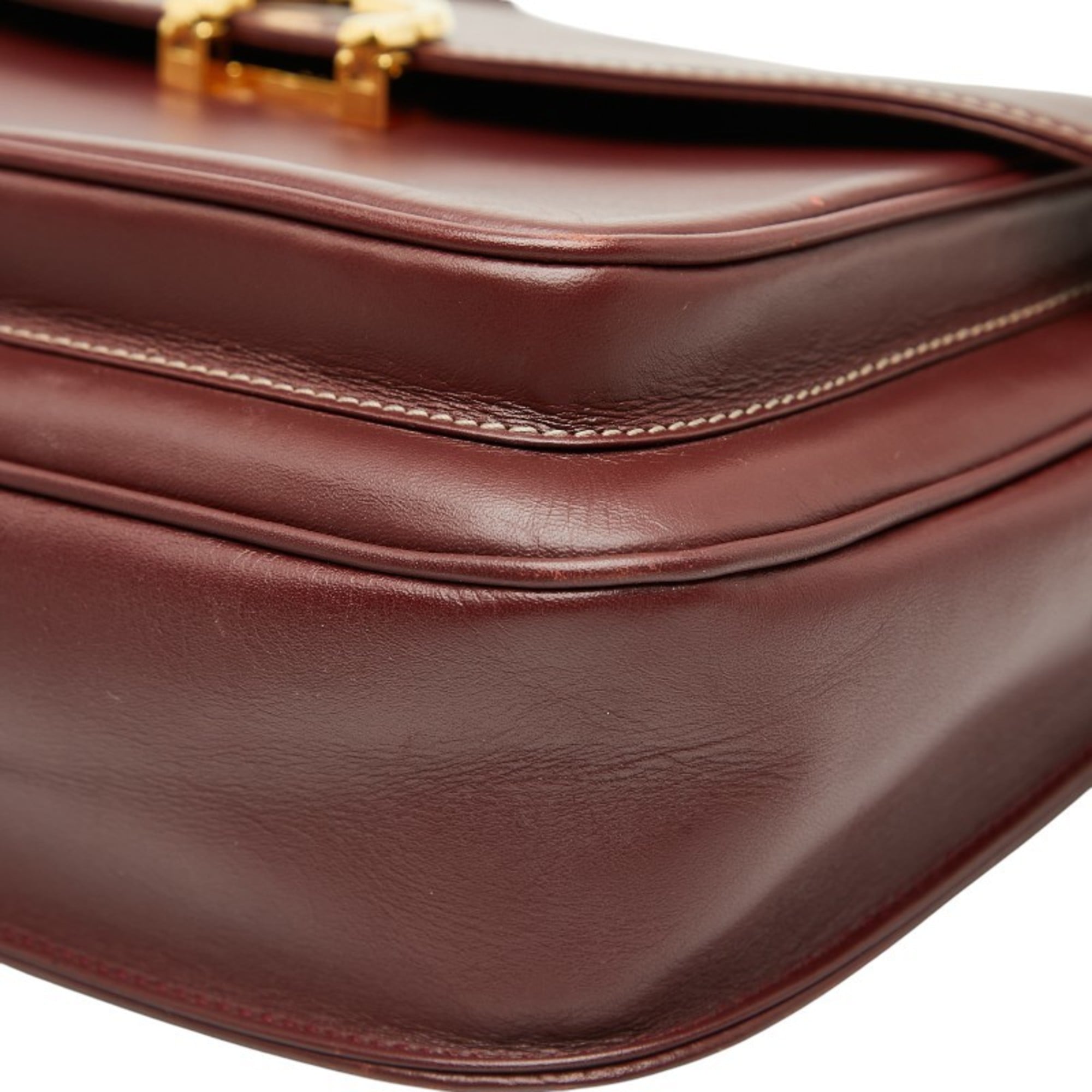 Cartier Bordeaux Wine Red Leather Shoulder Bag (Pre-Owned)