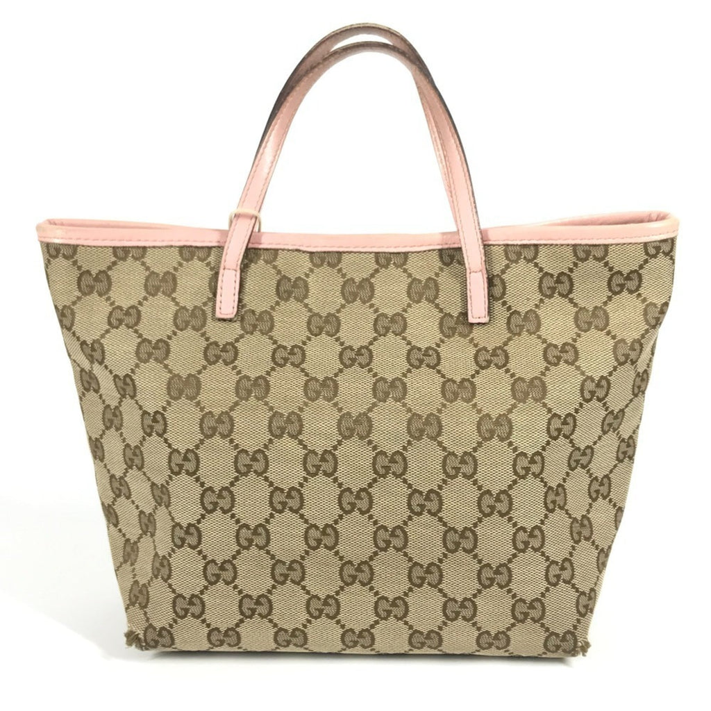 Gucci Beige Pink Gg Canvas Leather Handbag Tote Bag (Pre-Owned)