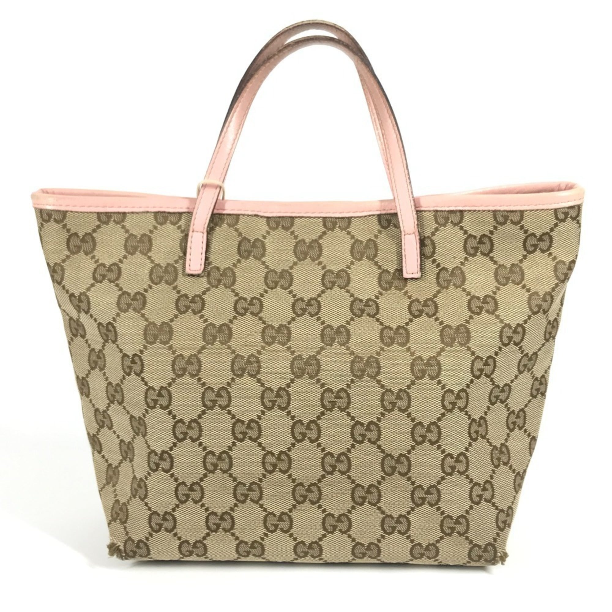Gucci Beige Pink Gg Canvas Leather Handbag Tote Bag (Pre-Owned)