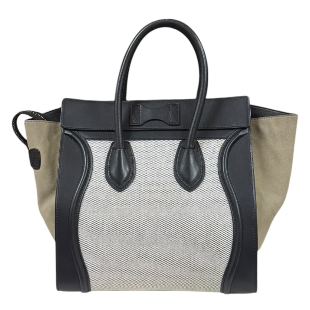 Celine Black Khaki White Leather Handbag (Pre-Owned)