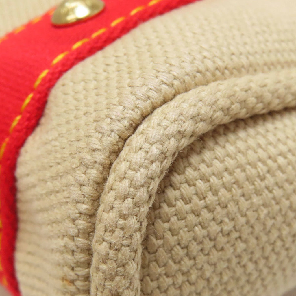 Louis Vuitton Beige Red Color Canvas Handbag (Pre-Owned)