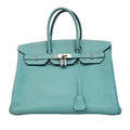Hermes Ciel Taurillon Clemence Leather Handbag (Pre-Owned)
