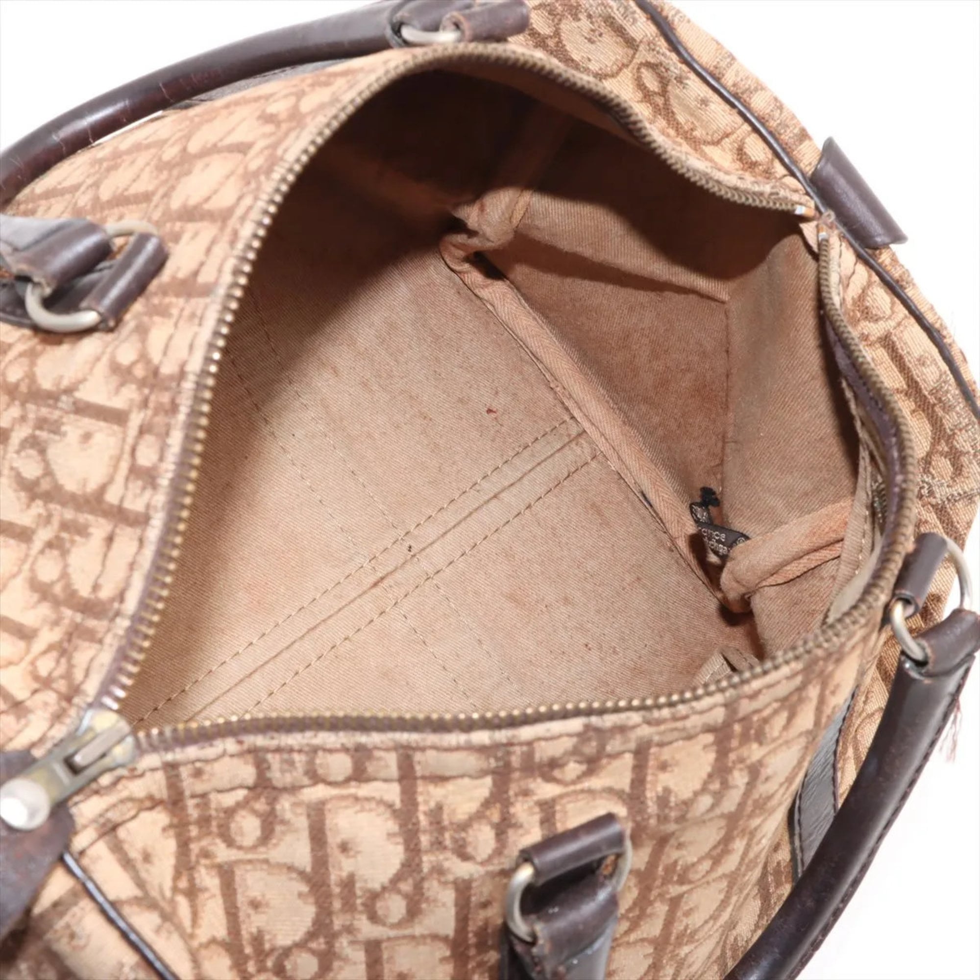 Christian Dior Brown Leather Canvas Handbag (Pre-Owned)