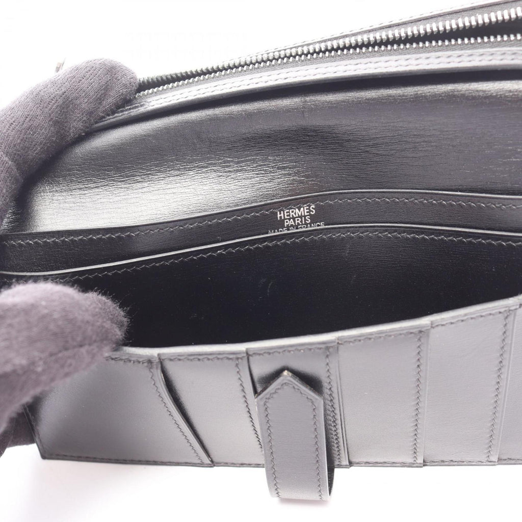 Hermes Black Box Calf Leather Long Wallet (Bi-Fold) (Pre-Owned)
