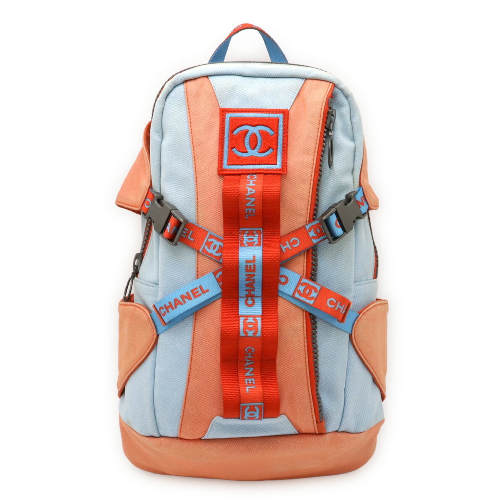 Chanel Sport Light Blue Orange Red Canvas Backpack (Pre-Owned)